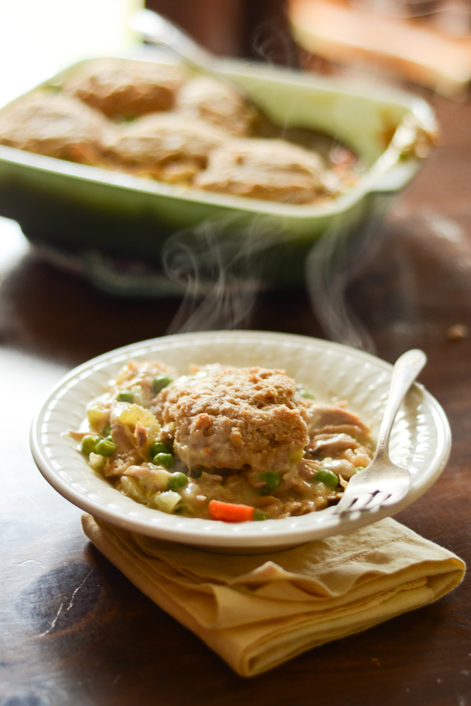 chicken pot pie with biscuits